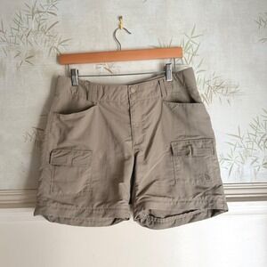 North Face Womens Cargo Shorts Khaki Tan Hiking Utility Outdoor Sz 10